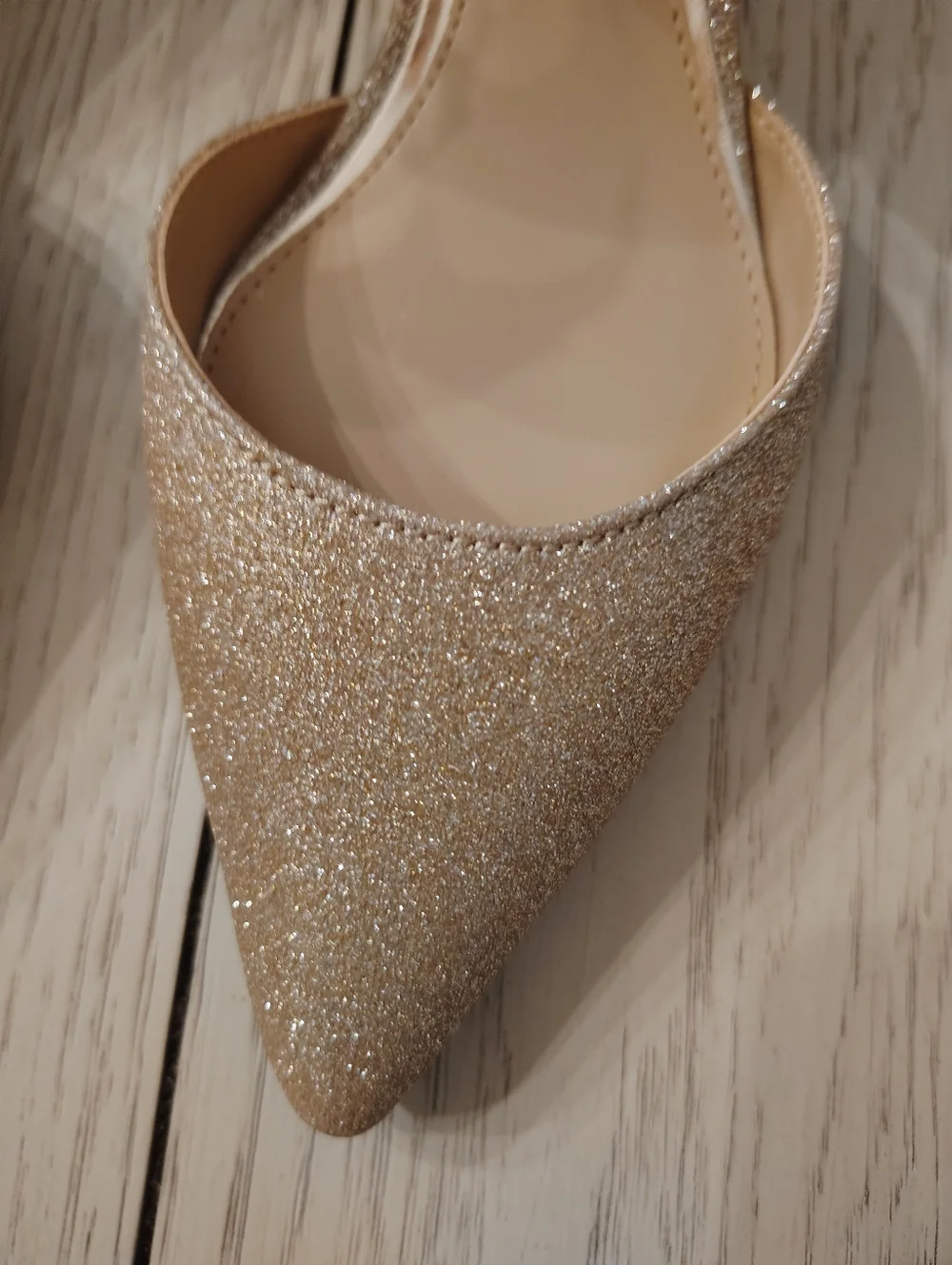 Jewel Badgley Mischka Robles Gold Glitter Embellished Ankle Strap Heels Size 5 N